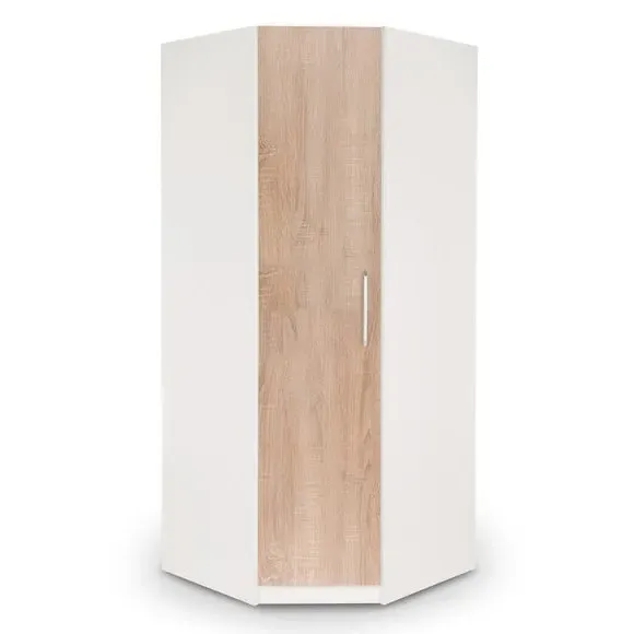 Corner Wardrobe with Storage - White, Oak image