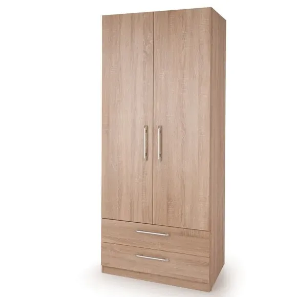 Double 2 Drawer Wardrobe - Natural, Oak image