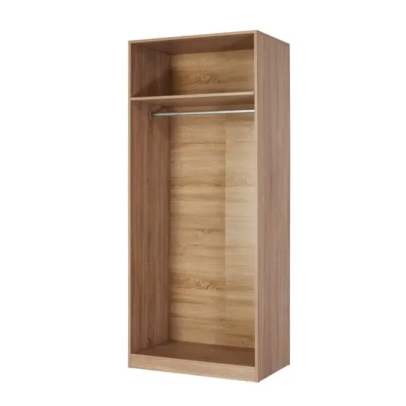 Double 2 Drawer Wardrobe - White, Oak