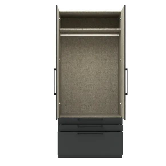 Double 3-Drawer Wardrobe - Anthracite