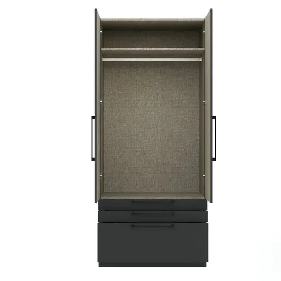 Double 3-Drawer Wardrobe - Anthracite