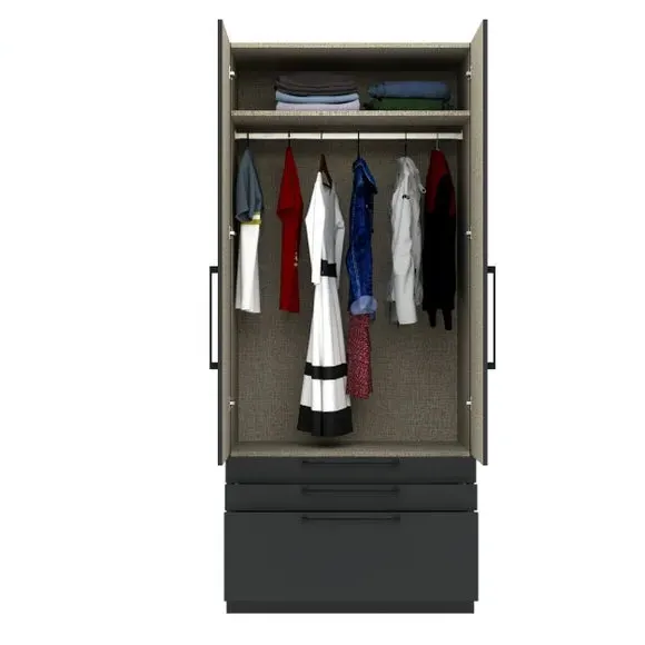 Double 3-Drawer Wardrobe - Anthracite