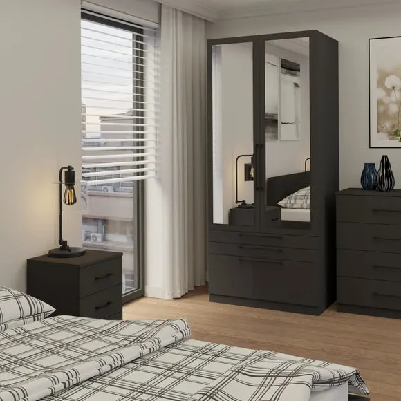 Double 3-Drawer Wardrobe - Anthracite
