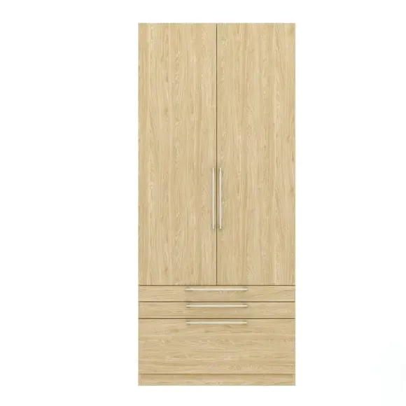 Double 3-Drawer Wardrobe - Oak Effect