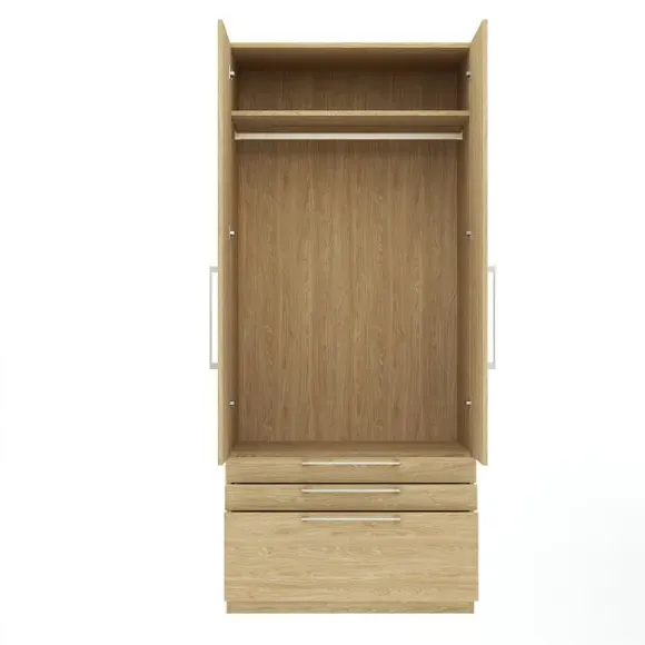 Double 3-Drawer Wardrobe - Oak Effect