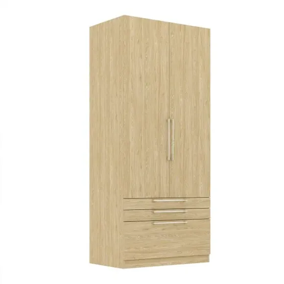 Double 3-Drawer Wardrobe - Oak Effect