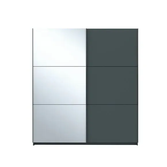 Double Sliding Wardrobe with Rails - Dark Grey