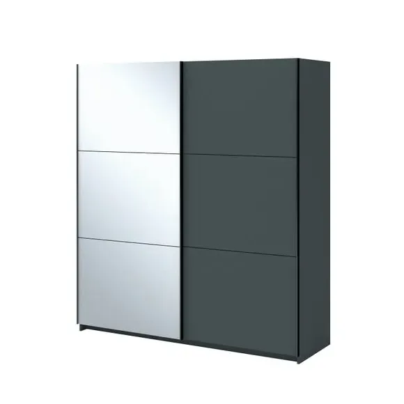 Double Sliding Wardrobe with Rails - Dark Grey