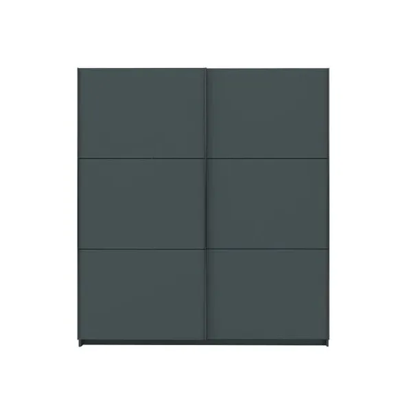Double Sliding Wardrobe with Rails - Dark Grey