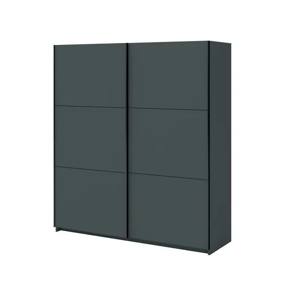 Double Sliding Wardrobe with Rails - Dark Grey