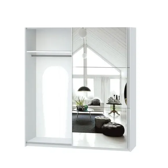 Double Sliding Wardrobe with Rails - White