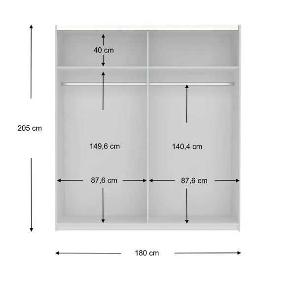 Double Sliding Wardrobe with Rails - White