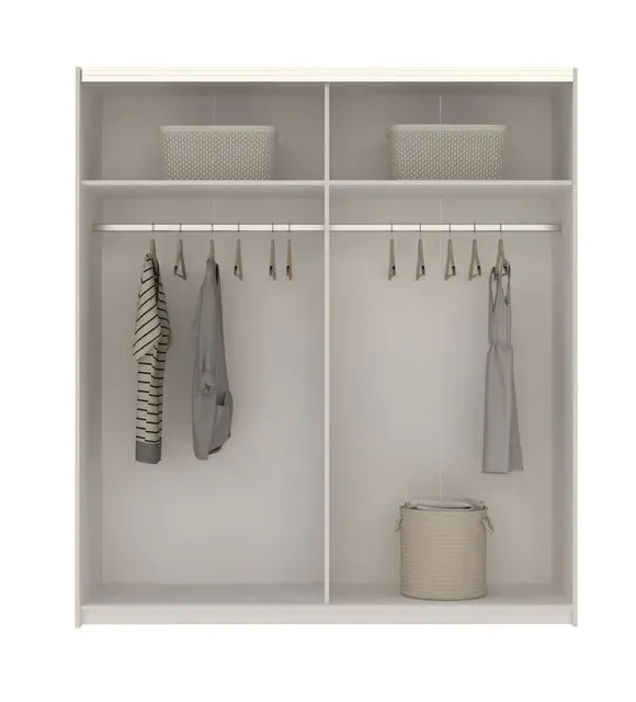 Double Sliding Wardrobe with Rails - White