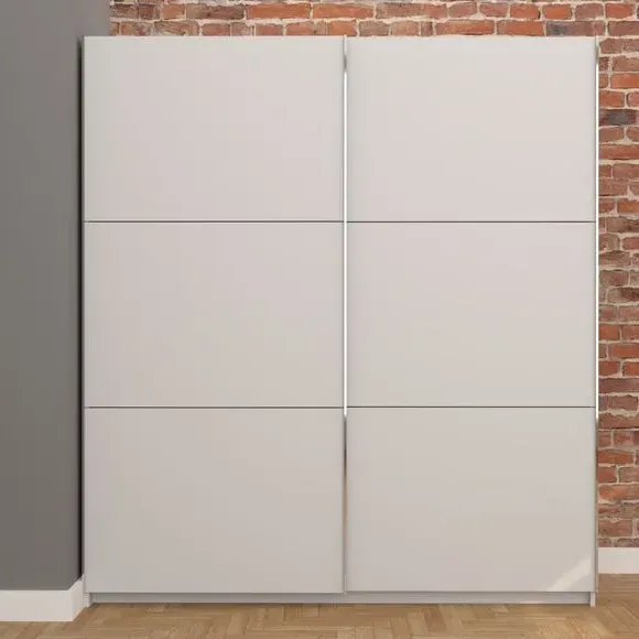 Double Sliding Wardrobe with Rails - White