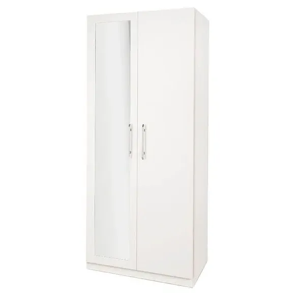 Double Wardrobe with Metal Handles - White
