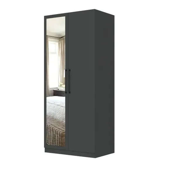 Double Wardrobe with Mirror - Anthracite