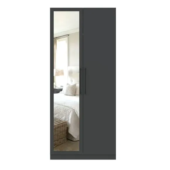 Double Wardrobe with Mirror - Anthracite