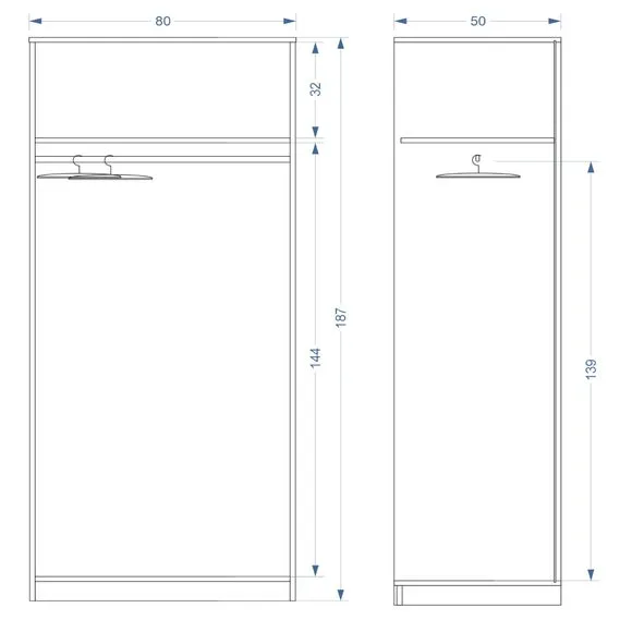 Double Wardrobe with Shelf - Natural, Oak Effect