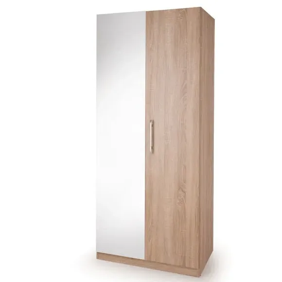Double Wardrobe with Shelf - Natural, Oak Effect