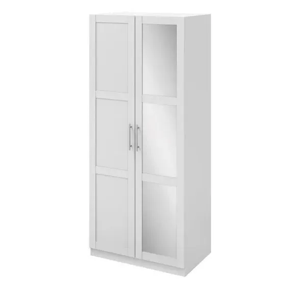 Double Wardrobe with Shelving - White, Framed image