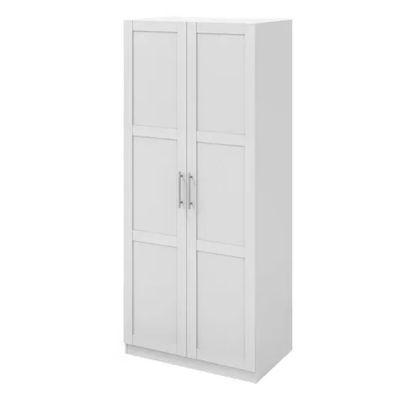 Double Wardrobe with Shelving - White, Framed