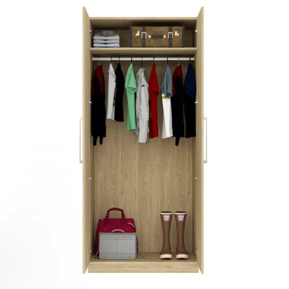 Double Wardrobe with Storage - Oak Effect