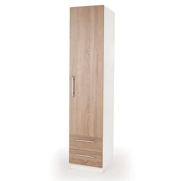 Single 2 Drawer Wardrobe - White, Oak image