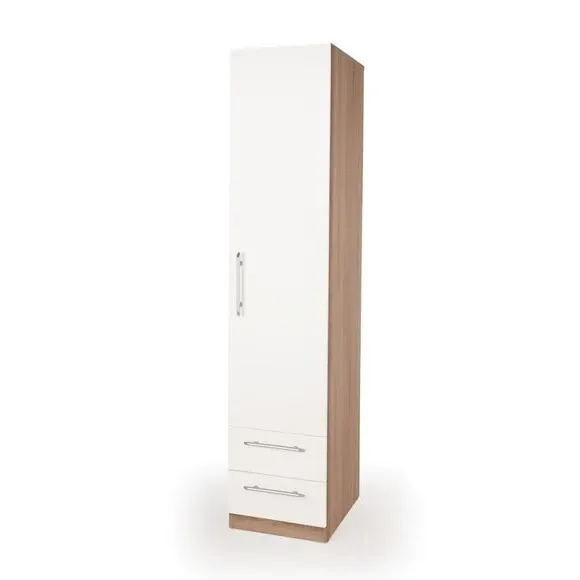 Single 2 Drawer Wardrobe - White, Oak image