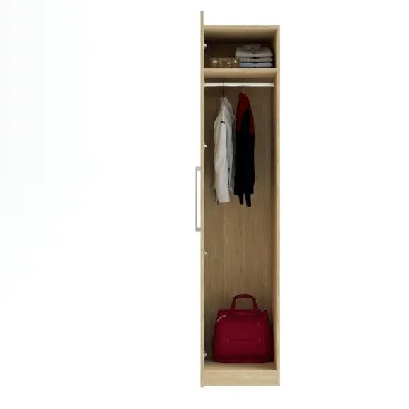 Single Wardrobe with Adjustable Shelf - Oak Effect