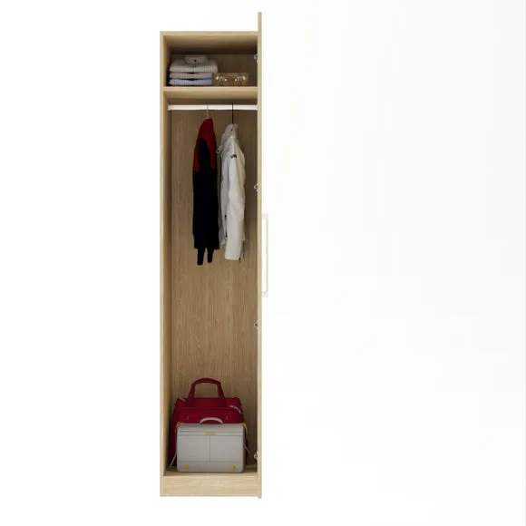 Single Wardrobe with Adjustable Shelf - Oak Effect