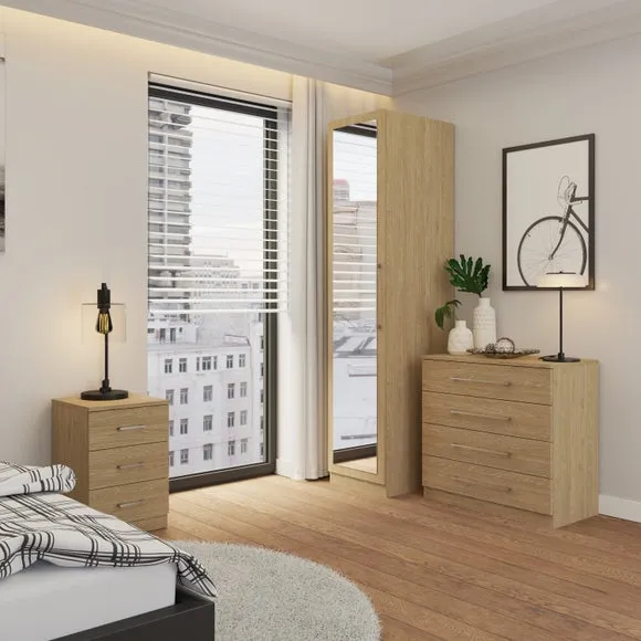 Single Wardrobe with Adjustable Shelf - Oak Effect