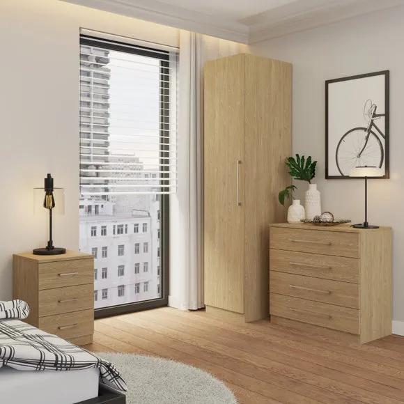Single Wardrobe with Adjustable Shelf - Oak Effect