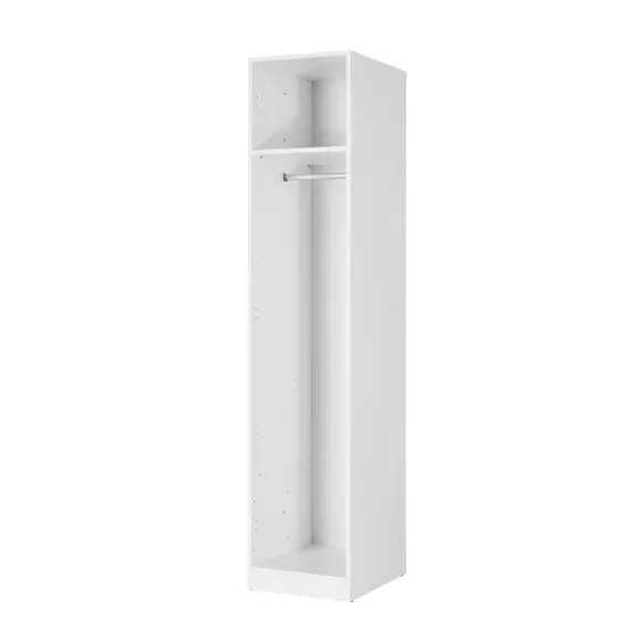 Single Wardrobe with Oak Panels - White