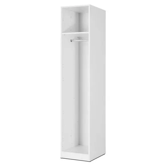 Single Wardrobe with Oak Panels - White