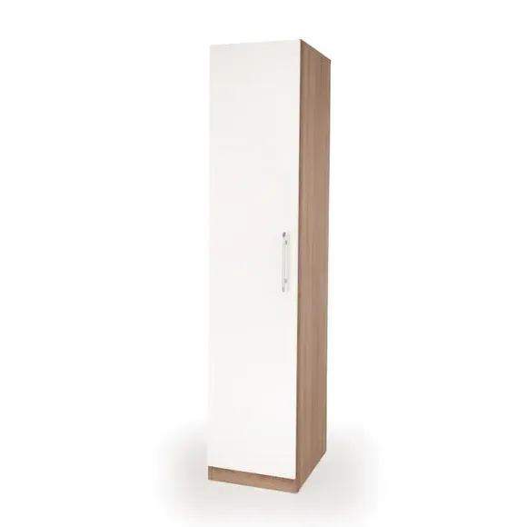 Single Wardrobe with Storage - White, Oak image