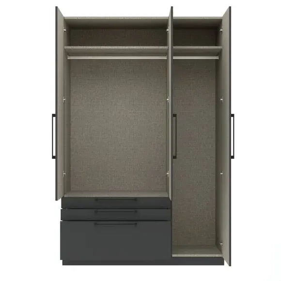 Triple Wardrobe with 3 Drawers - Anthracite