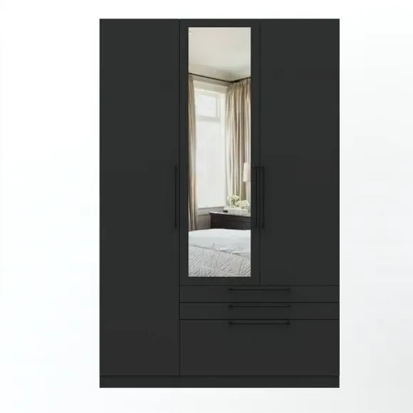 Triple Wardrobe with 3 Drawers - Anthracite image