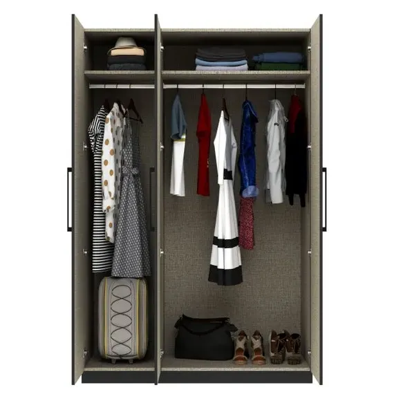 Triple Wardrobe with Adjustable Storage - Anthracite
