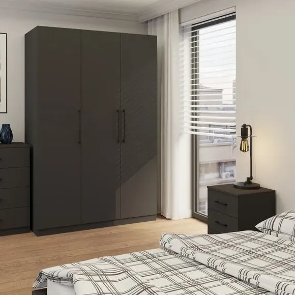 Triple Wardrobe with Adjustable Storage - Anthracite image