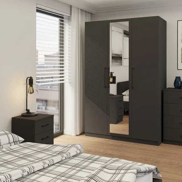 Triple Wardrobe with Adjustable Storage - Anthracite