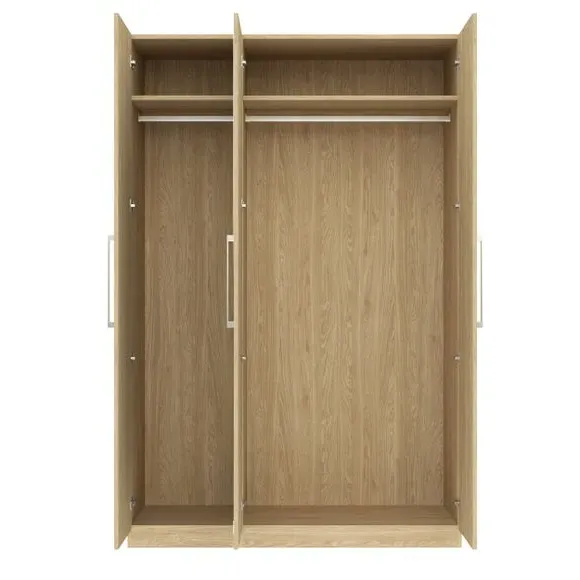 Triple Wardrobe with Adjustable Storage - Oak Effect