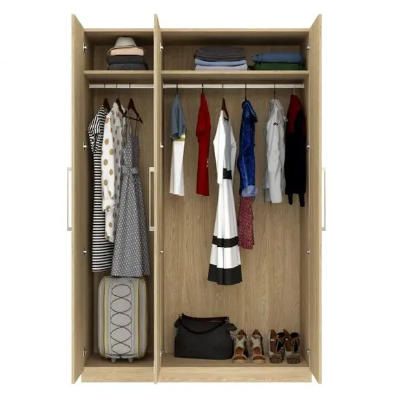 Triple Wardrobe with Adjustable Storage - Oak Effect