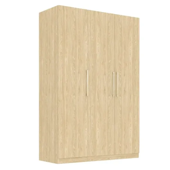 Triple Wardrobe with Adjustable Storage - Oak Effect