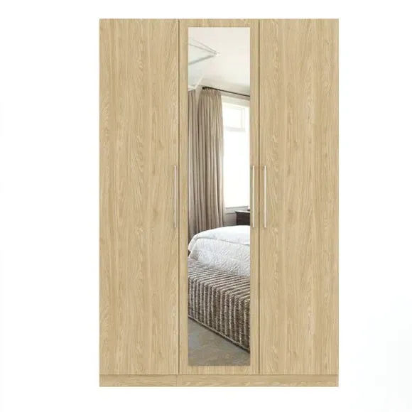 Triple Wardrobe with Adjustable Storage - Oak Effect