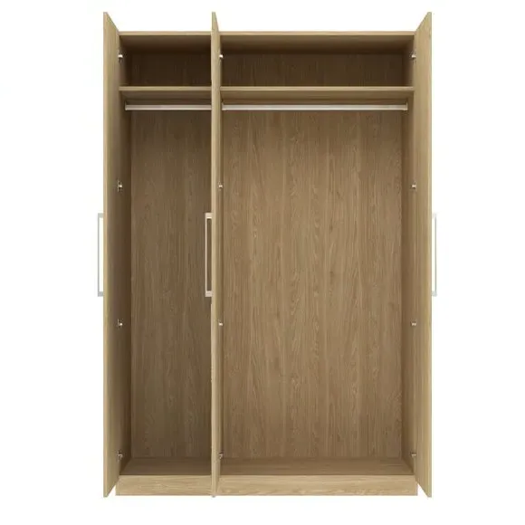 Triple Wardrobe with Adjustable Storage - Oak Effect