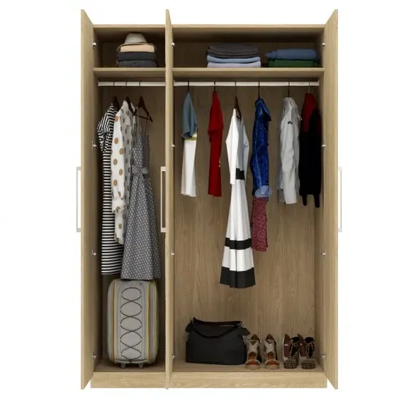 Triple Wardrobe with Adjustable Storage - Oak Effect