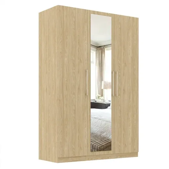 Triple Wardrobe with Adjustable Storage - Oak Effect