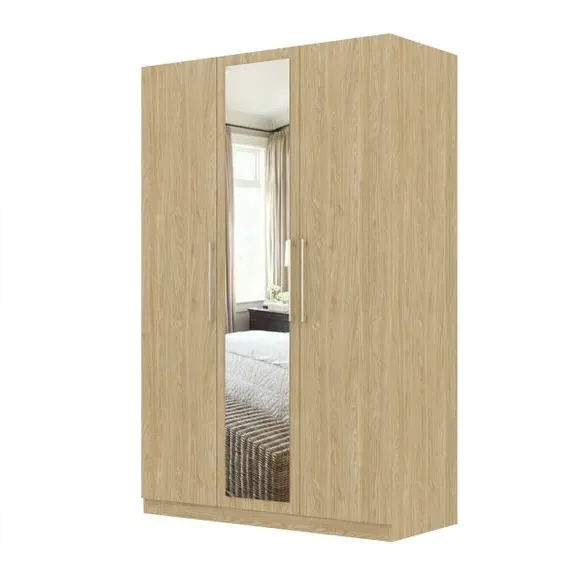 Triple Wardrobe with Adjustable Storage - Oak Effect