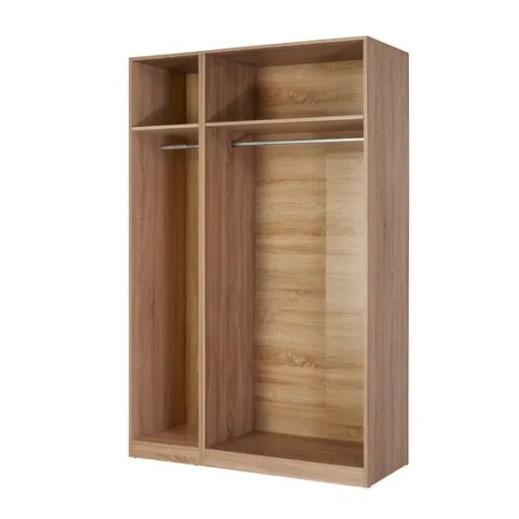 Triple Wardrobe with Mirror - Natural, Oak