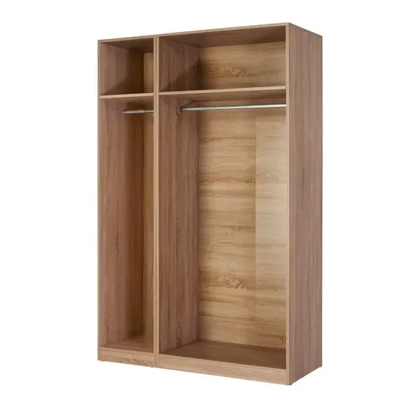 Triple Wardrobe with Mirror - White, Oak